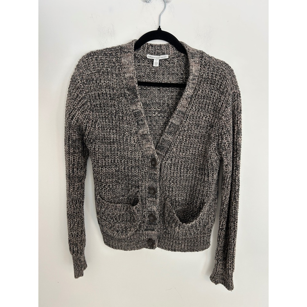Cotton by Autumn Cashmere Grey Marl Chunky Knit Cotton Cardigan Sweater Small